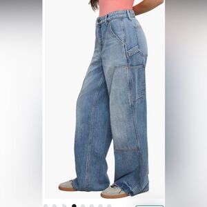 Good American Good Ease Relaxed Fit Cargo Style Jeans